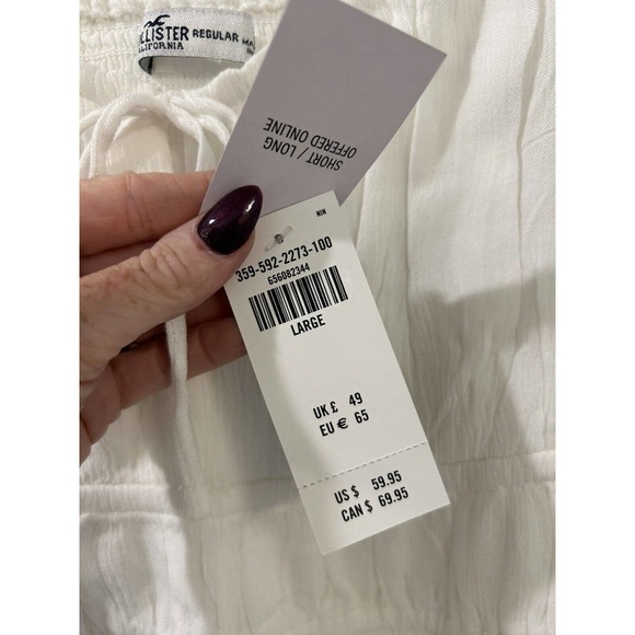 (Sold)HOLLISTER White LONG-SLEEVE CHANNELED BUILT-IN SHORTS DRESS Large NWT - Picture 11 of 14